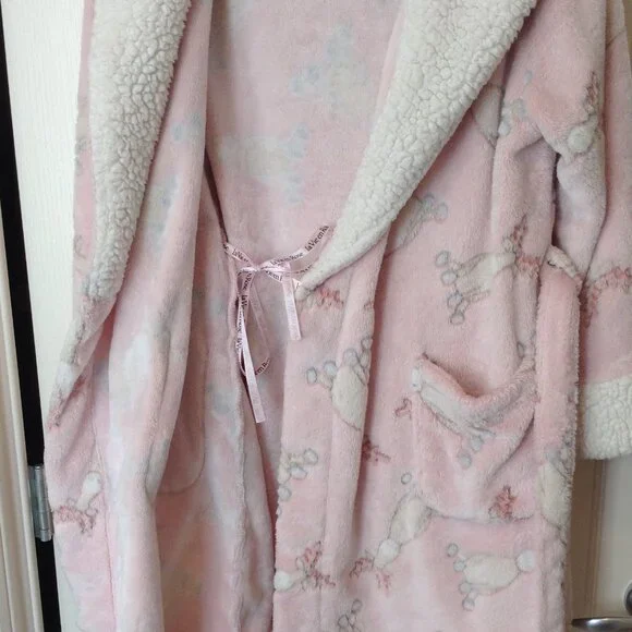 La Vie en Rose Women's Size M Hooded Bathrobe Housecoat Plush Bath Robe - Picture 3 of 10